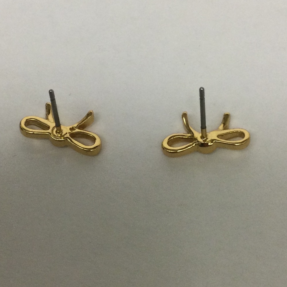 KATE SPADE PETITE GOLD PLATED BOW EARRINGS NWOT - Picture 5 of 5